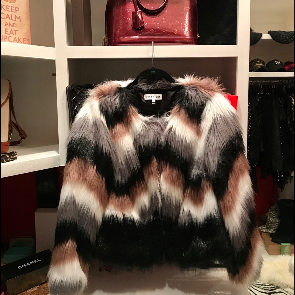 * NWOT Authentic John + Jenn Faux Fur Coat